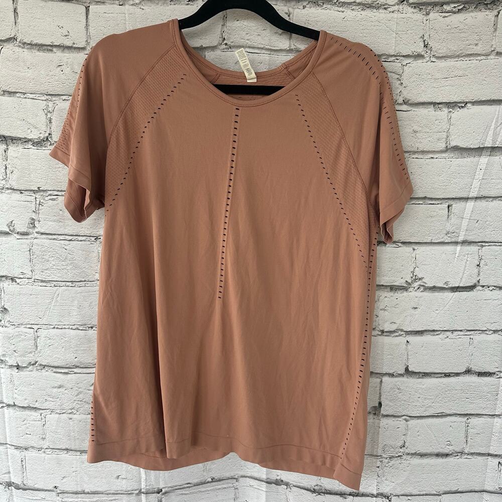 Preowned Athleta Foothill Seamless Short Sleeved Moisture Wicking XL Dusty Rose